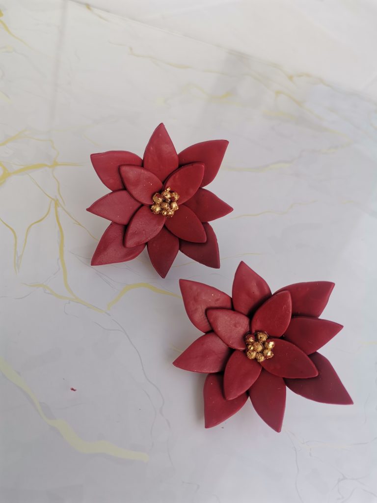 Handmade σκουλαρίκια "Alexandrine" Μπορντό χρυσό