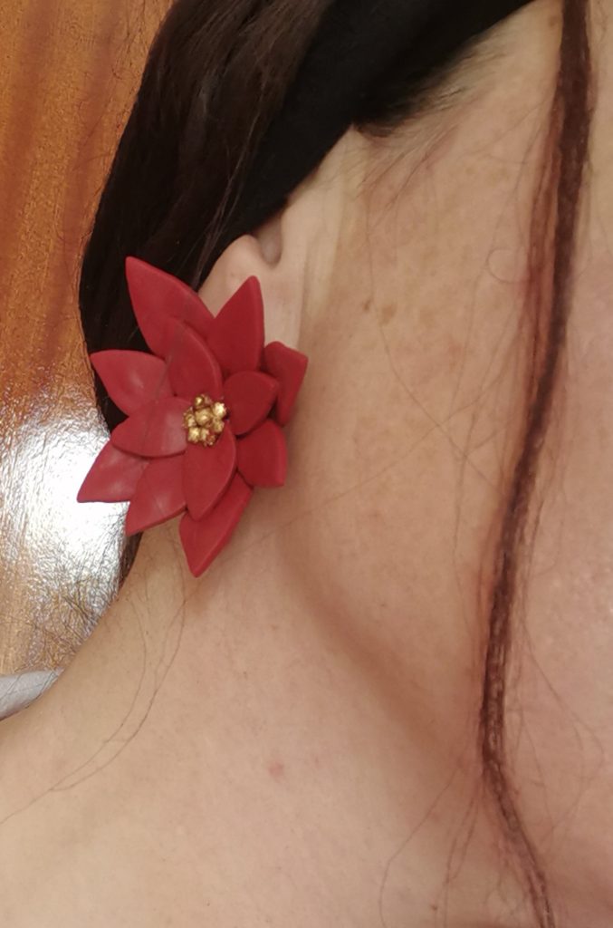 Handmade σκουλαρίκια "Alexandrine" Μπορντό χρυσό