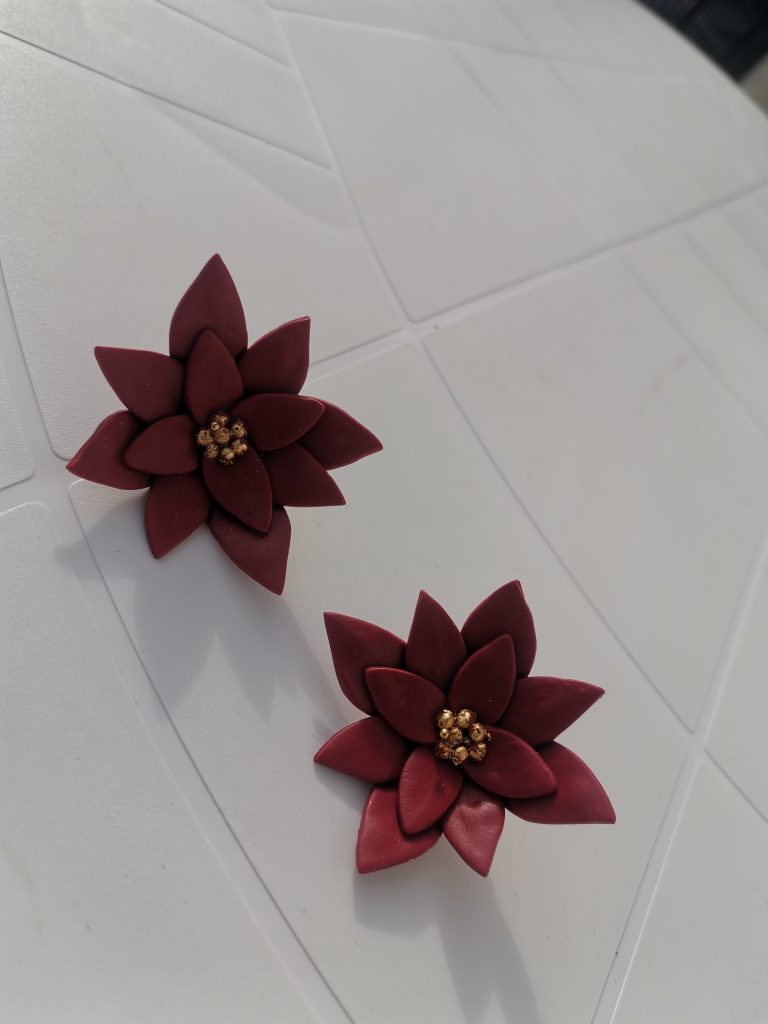 Handmade σκουλαρίκια "Alexandrine" Μπορντό χρυσό