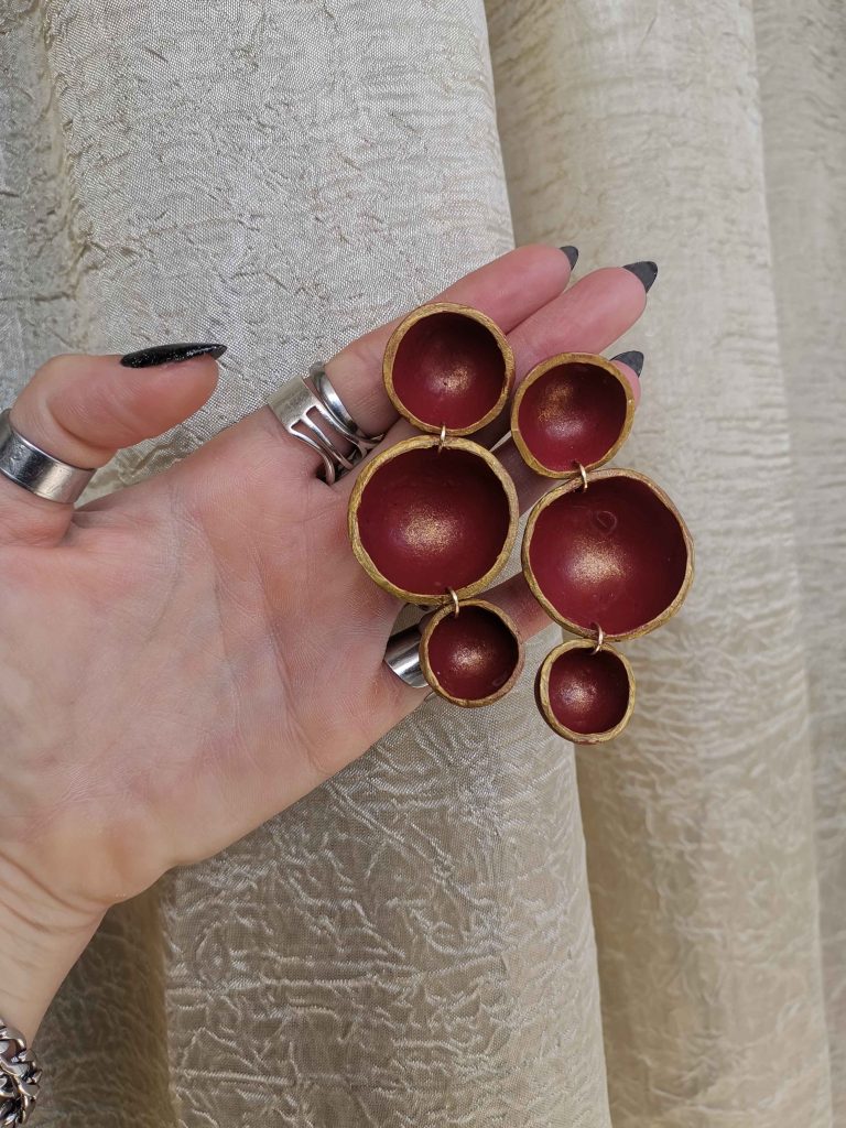 Handmade σκουλαρίκια "nest" Μπορντό, χρυσό