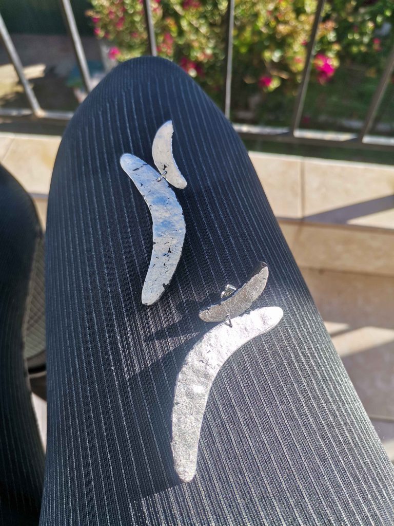 Handmade σκουλαρίκια "wings" ασημί, μαύρο
