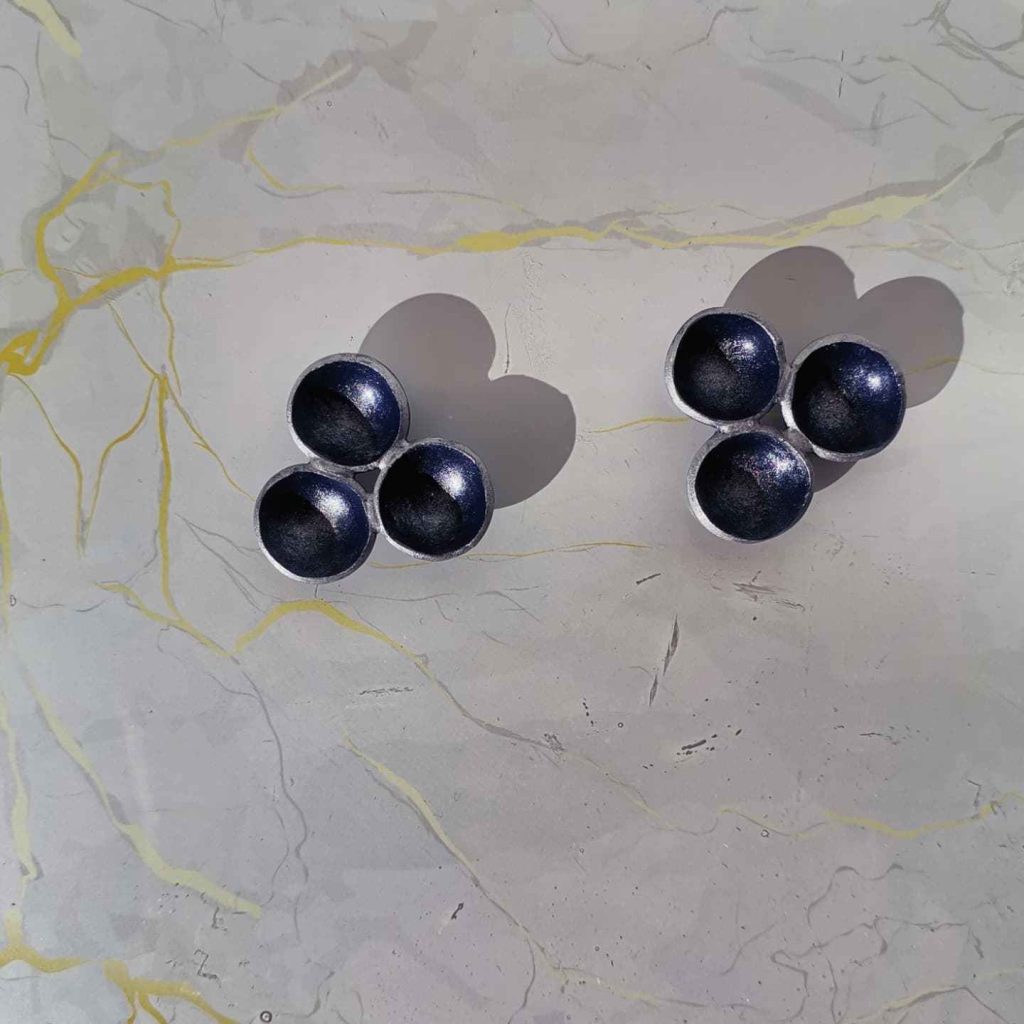 Handmade σκουλαρίκια "nest" μπλε, ασημί