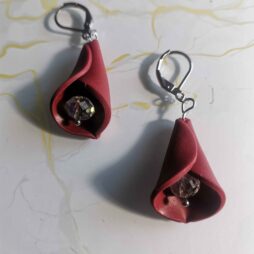 Handmade σκουλαρίκια "Lily bell" Μπορντό