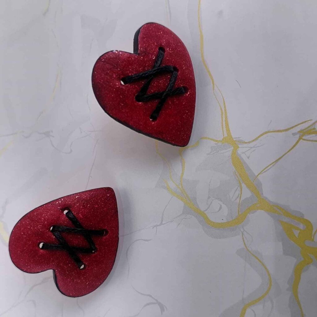 Handmade σκουλαρίκια "valentine" μπορντό, μαύρο
