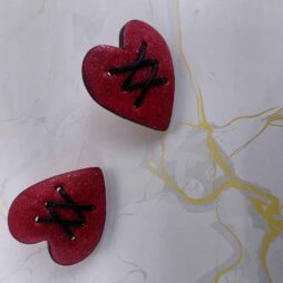 Handmade σκουλαρίκια "valentine" μπορντό, μαύρο