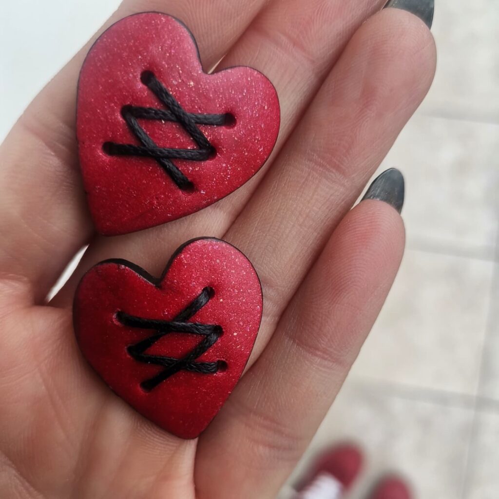 Handmade σκουλαρίκια "valentine" μπορντό, μαύρο