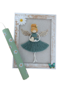 Λαμπάδα μελισσοκέρι με καδράκι Tinkerbell