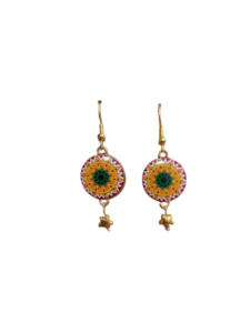 Boho Mandala Earrings – Χειροποίητα Κρεμαστά Σκουλαρίκια με Χρυσές Λεπτομέρειες