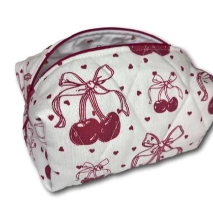 Cherry bows - hearts beauty bag