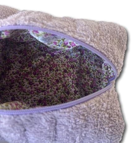 Lilac terry beauty bag
