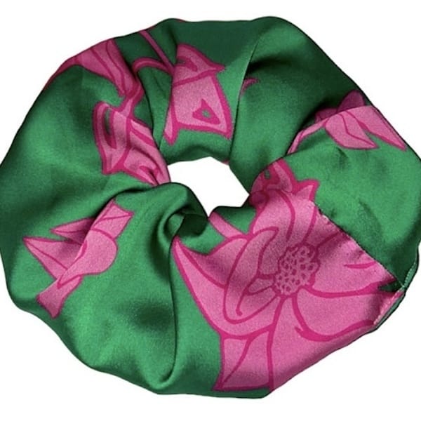 Scrunchie λαστιχακι μαλλιών XXL size “Green Tulip”