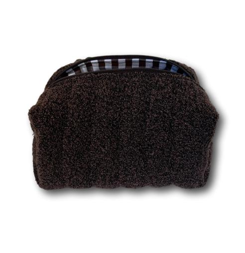 Brown boucle-gingham beauty bag