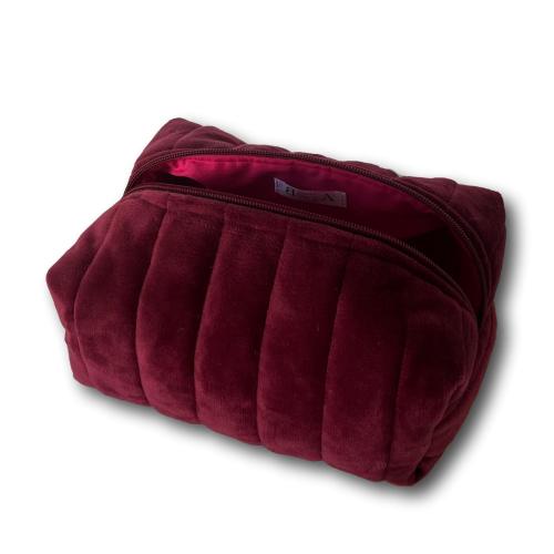 Burgundy velvet beauty bag