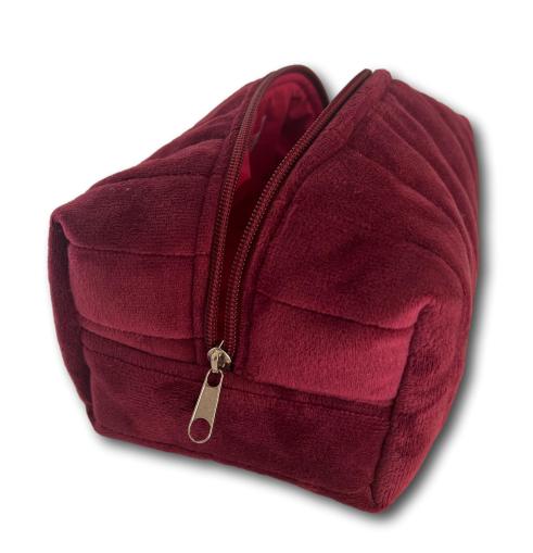 Burgundy velvet beauty bag