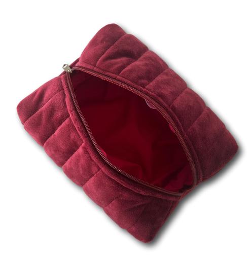 Burgundy velvet beauty bag