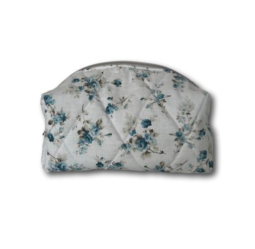 Light blue roses makeup bag