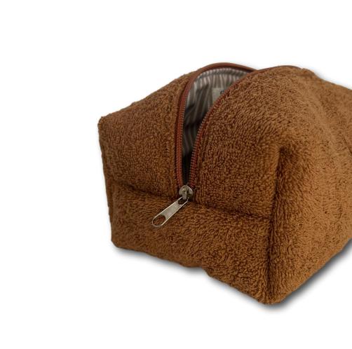 Cognac terry makeup bag