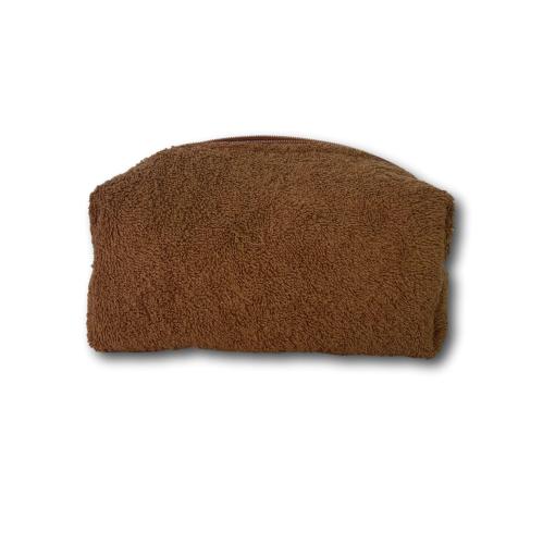 Cognac terry makeup bag