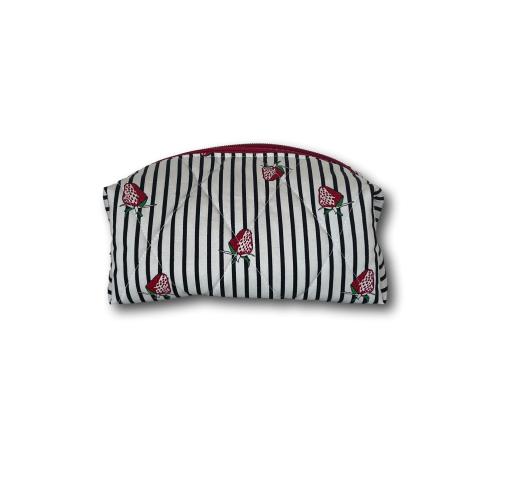Strawberry black & white stripes makeup bag
