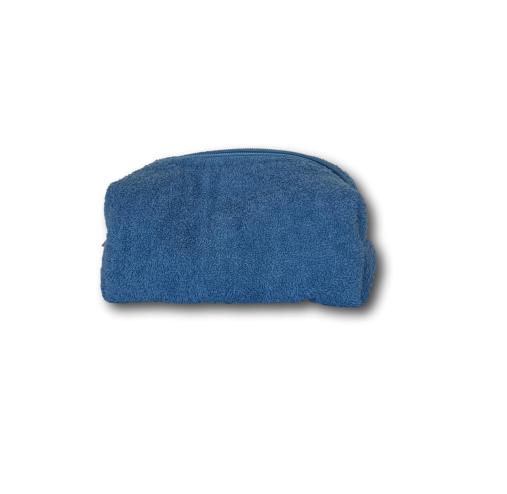 Blue terry makeup bag