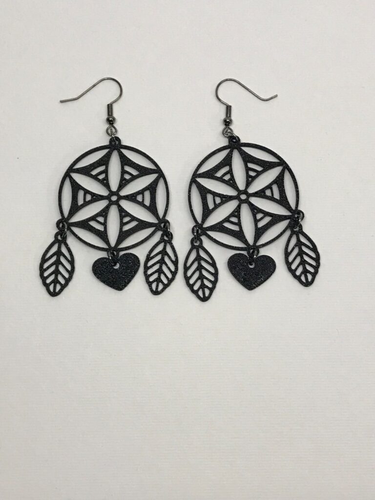 3D Printed Jewelry ''Dreamcatcher Heart Earrings''