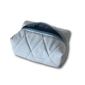 Light blue gingham beauty bag