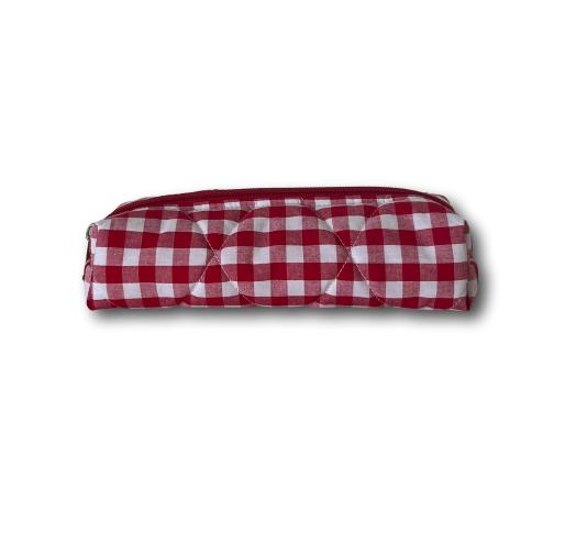 Red gingham pencil case