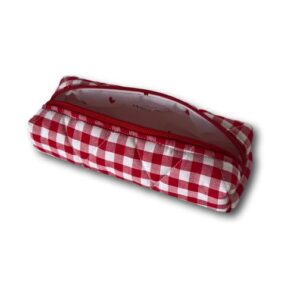 Red gingham pencil case