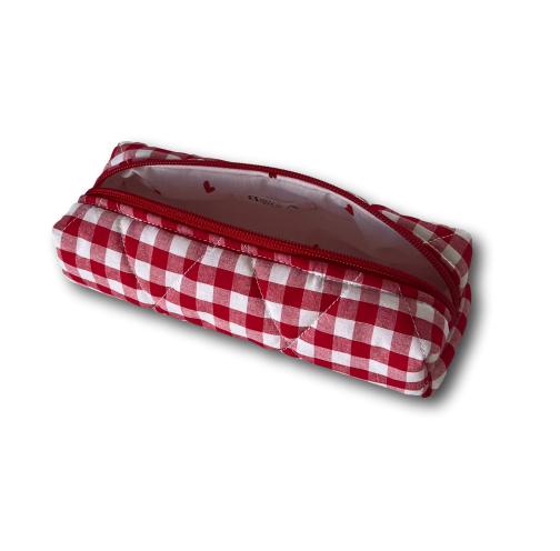 Red gingham pencil case