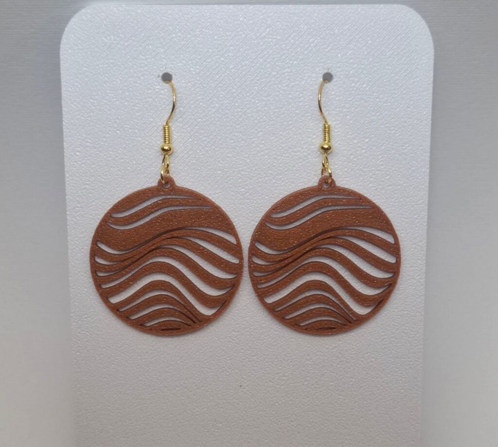 3D Printed Σκουλαρίκια 'Brown Waves'