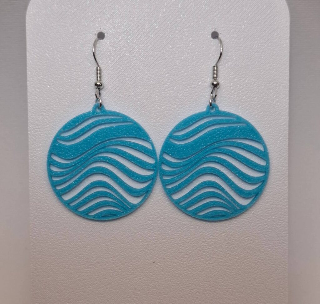 3D Printed Σκουλαρίκια "Blue Waves"