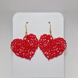 Red Heart Earrings - 3D Printed