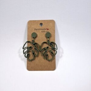 3D Printed Σκουλαρίκια Leaf – Χακί Minimal Dangles