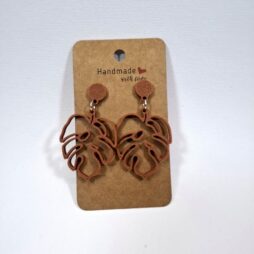 3D Printed Σκουλαρίκια Monstera Leaf - Καφέ Minimal Dangles