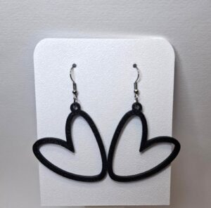 3D Printed Jewelry ” Open Heart Statement Earrings”