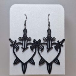 Σκουλαρίκια Sacred Heart with Swords - Black Gothic Dangles