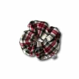 Ecru-red tartan scrunchie