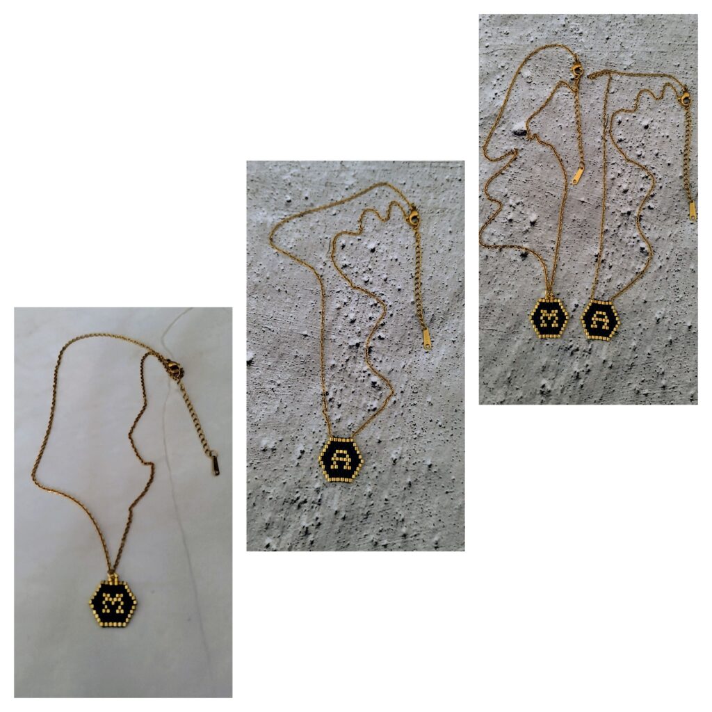 Ατσάλινο κολιέ μονόγραμμα miyuki!!