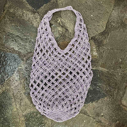 Lilac-Beige Net Tote Bag