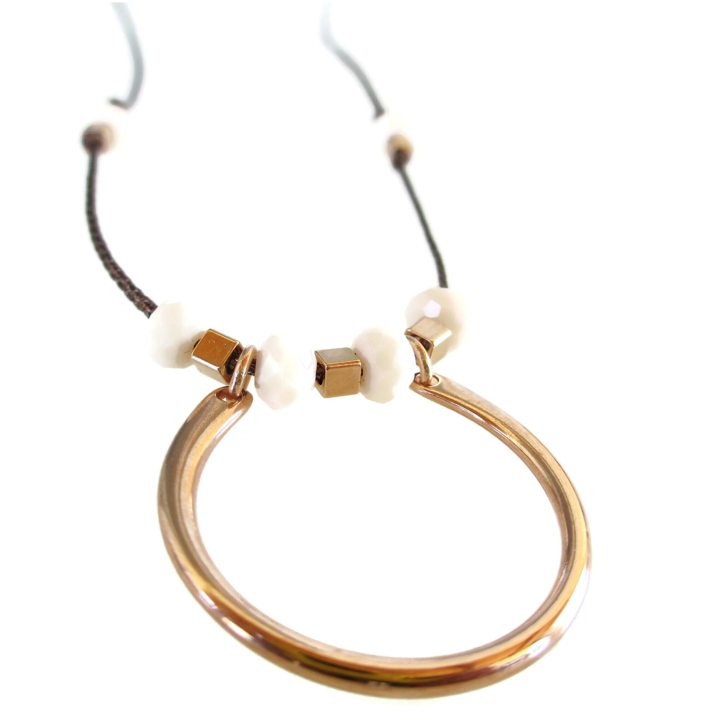 Minimal Κολιέ “Open Cycle” ιβουάρ rose gold