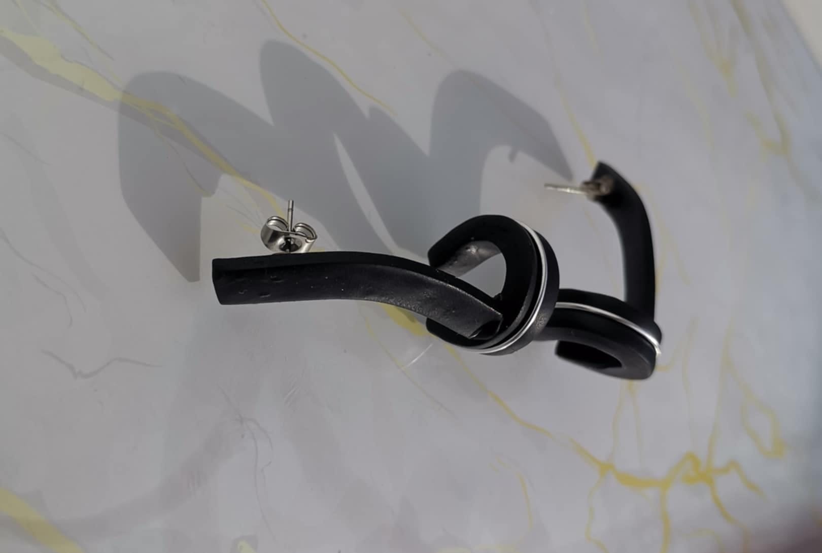 Handmade σκουλαρίκια "cuffearrings" μαύρα