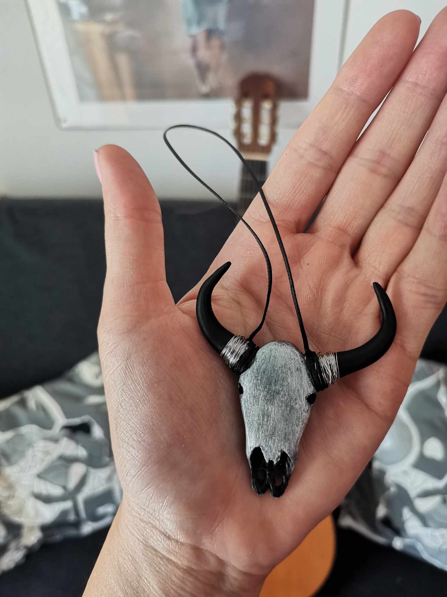 Handmade μπρελοκ "buffalo" μαύρο ασημί