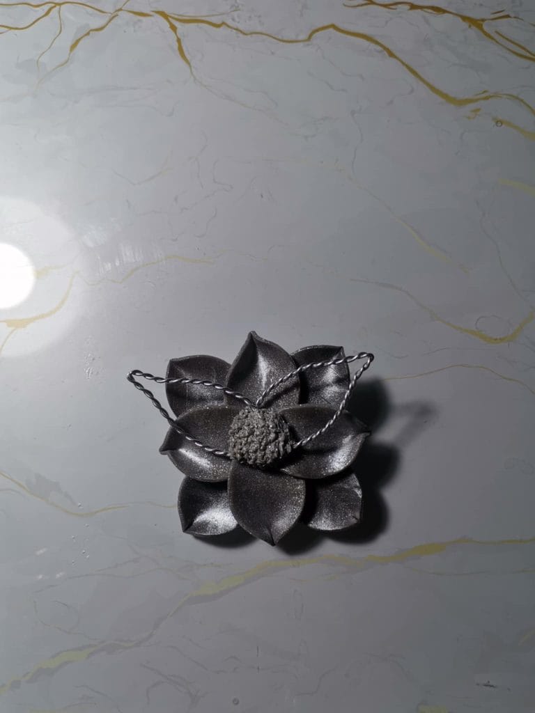 Handmade καρφίτσα "silver leaf brooch" γκρι, ασημί