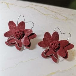 Handmade σκουλαρίκια "Flowery" κεραμιδί