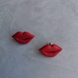 Handmade σκουλαρίκια κόκκινα "lips"