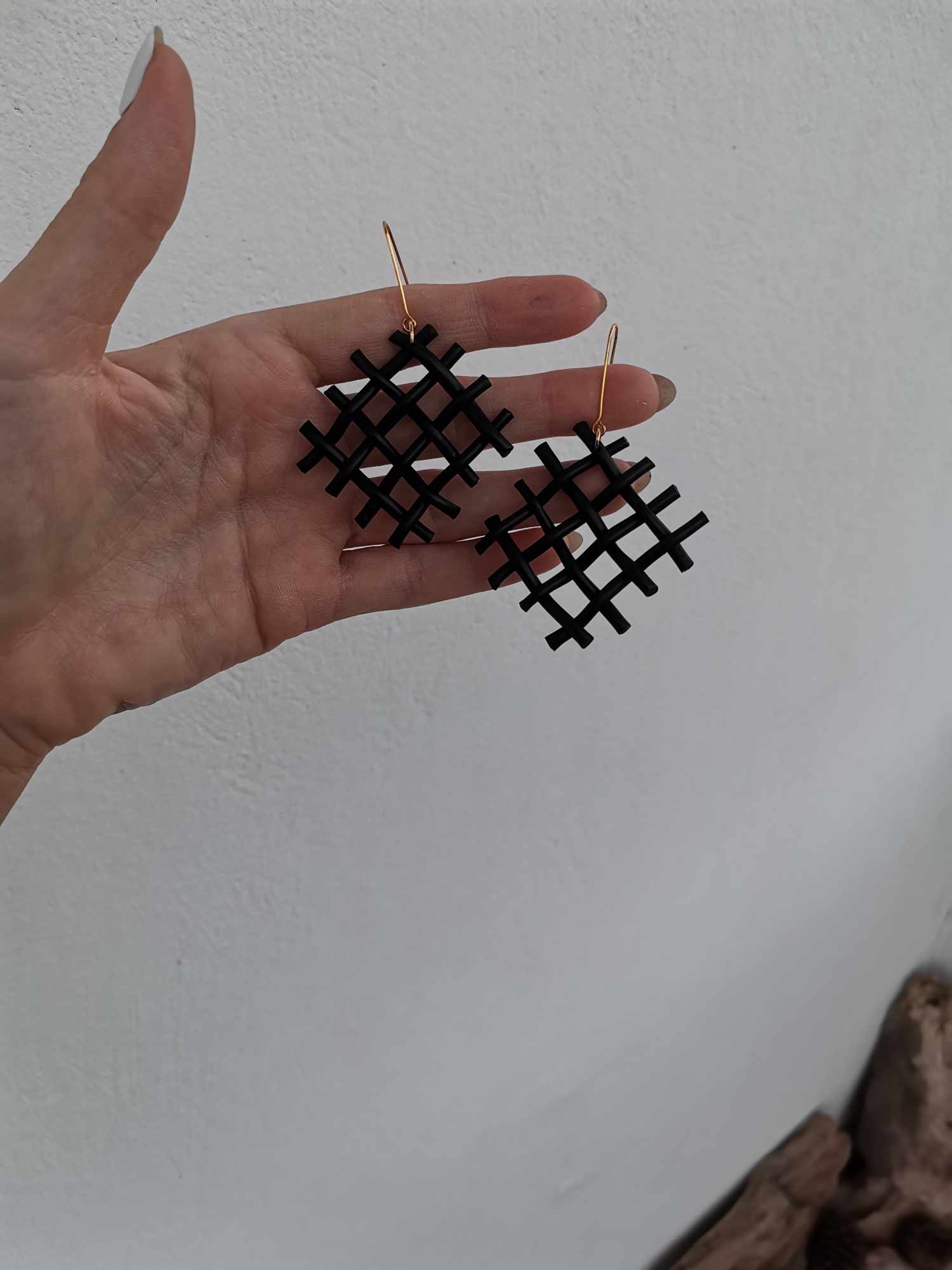Handmade σκουλαρίκια "net" μαύρα