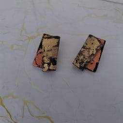 Handmade σκουλαρίκια "folded shine" μαύρο, χρυσό,ροζ χρυσό