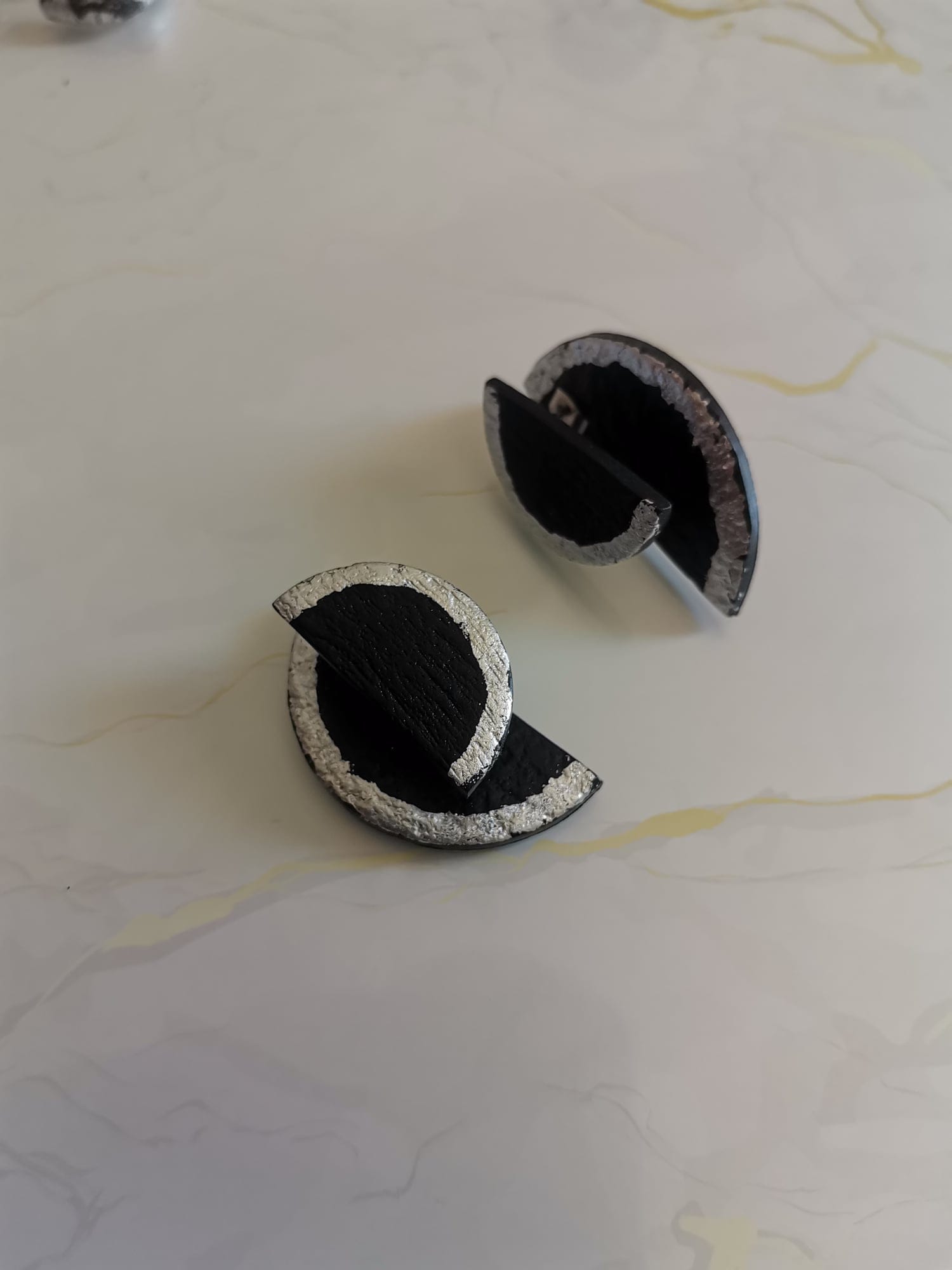 Handmade σκουλαρίκια "3D" μαύρα ασημί