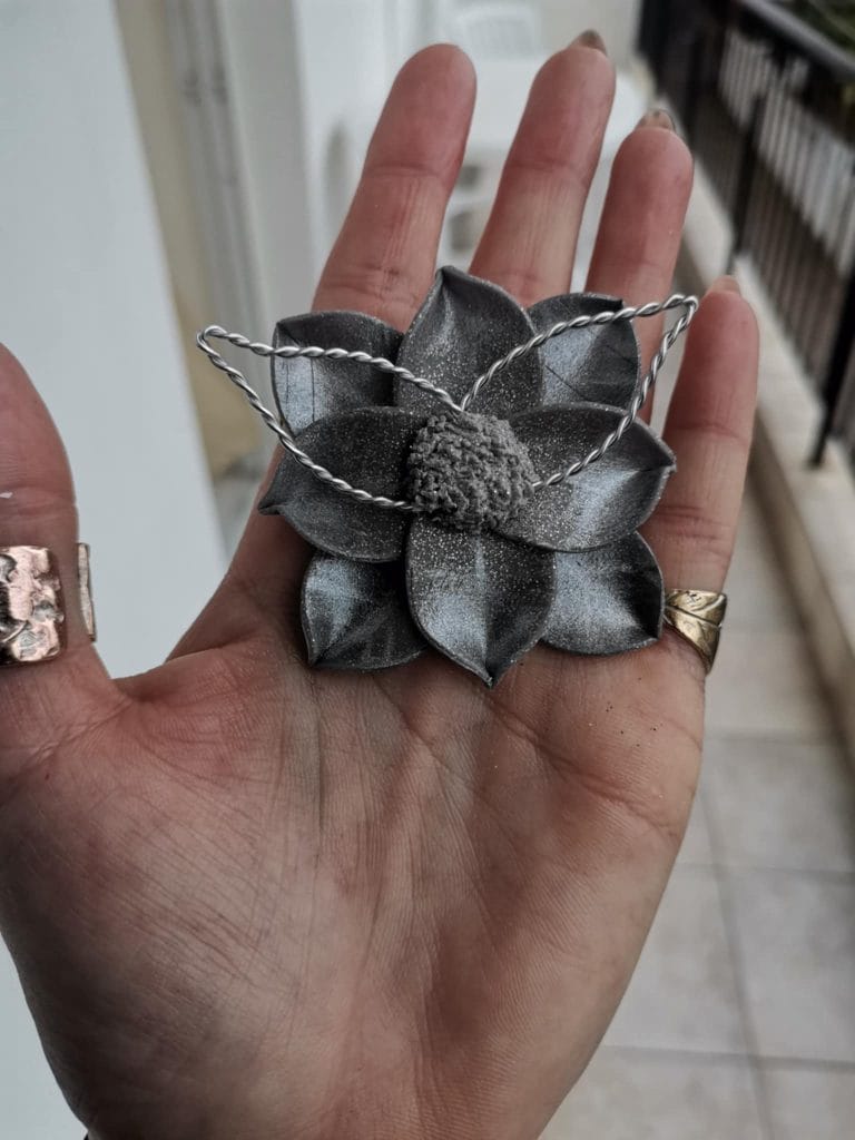 Handmade καρφίτσα "silver leaf brooch" γκρι, ασημί