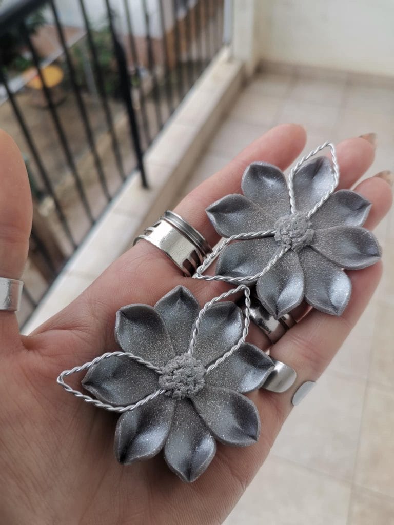 Handmade σκουλαρίκια "silver leaf" ασημί
